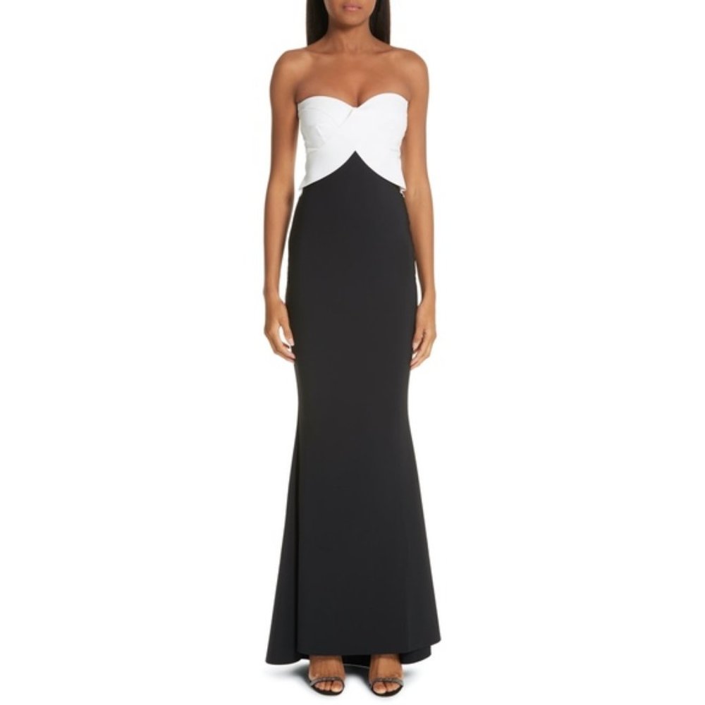 Chiara Boni Strapless Colorblock Evening Dress